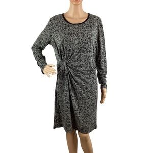 Cato Twist Front Knot Dress – Black/Gray Marled Knit Size L